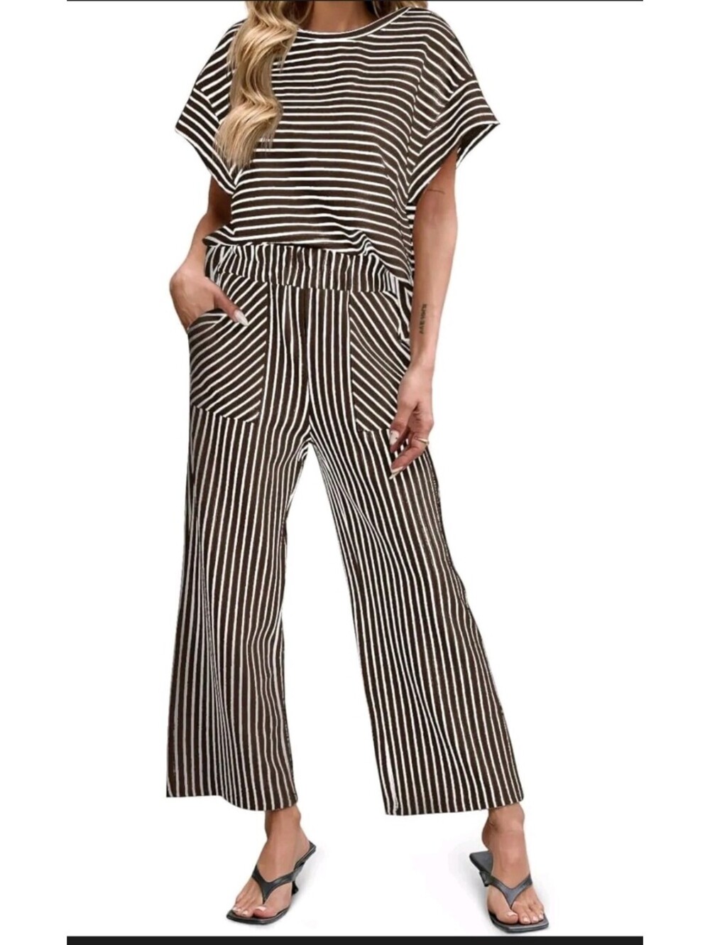 Striped chocolate 2 piece set